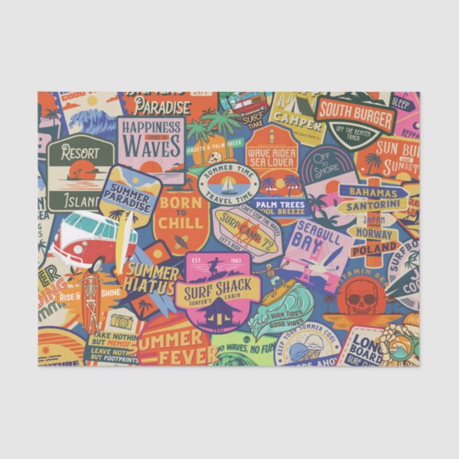 Surfing Stickers Tissue Paper (Front)