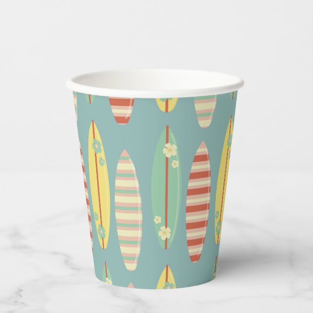 Surfing Summer Retro Surf Boards Summer Paper Cups (Front)