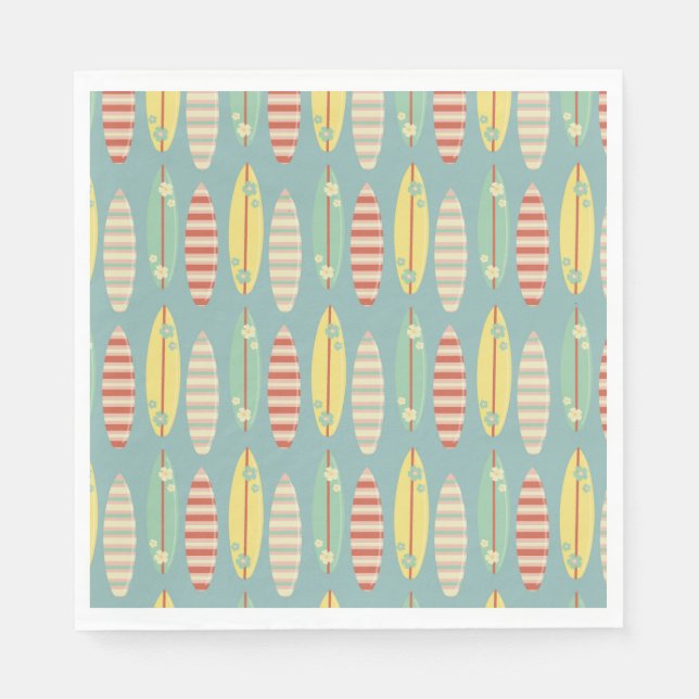 Surfing Summer Surf Boards Summer Birthday Napkins (Front)
