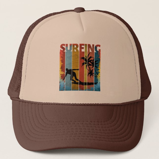 SURFING SUMMER VINTAGE TRUCKER HAT (Front)