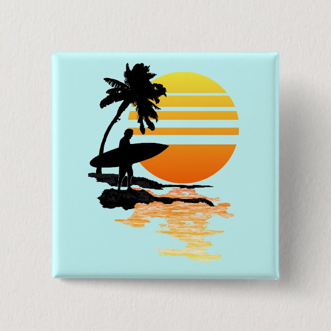 Surfing Sunrise Button (Front)