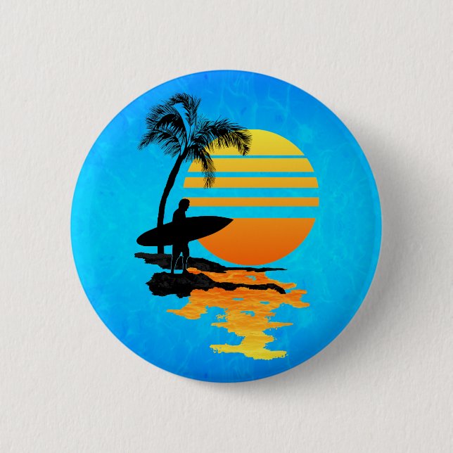 Surfing Sunrise Button (Front)