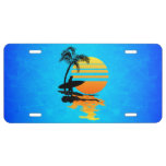 Surfing Sunrise License Plate at Zazzle