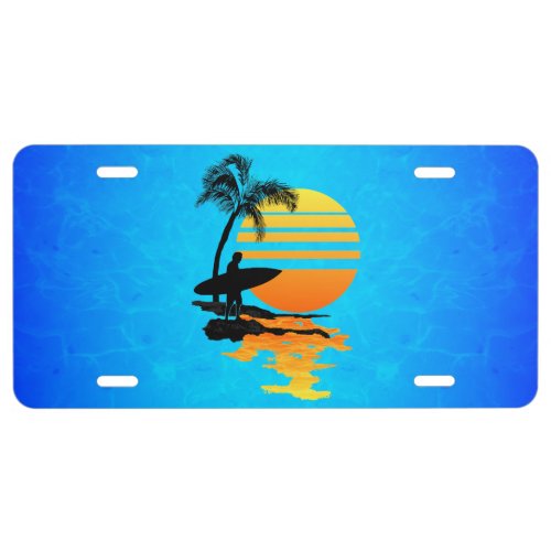 Surfing Sunrise License Plate
