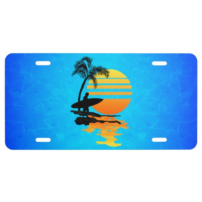 Surfing Sunrise License Plate (Front)