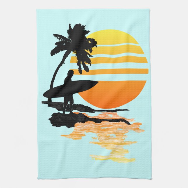 Surfing Sunrise Towel (Vertical)