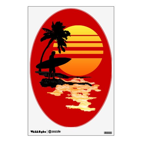 Surfing Sunrise Wall Decal