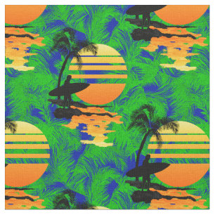 Surfing Sunset Fabric