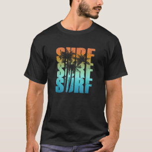 Surfing Sunset Palm Tree Cool Summer Vacation Men T-Shirt