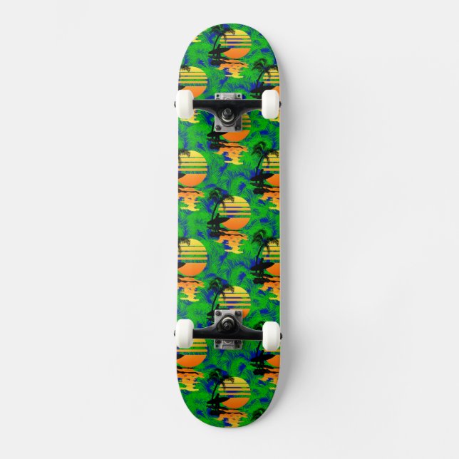 Surfing Sunset Skateboard Deck (Front)