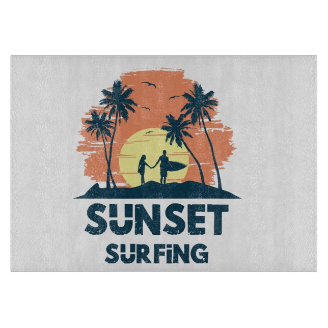 Surfing -Sunset Surfing  Cutting Board (Front)