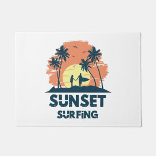 Surfing -Sunset Surfing  Doormat