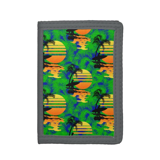Surfing Sunset Tri-fold Wallet (Front Vertical)