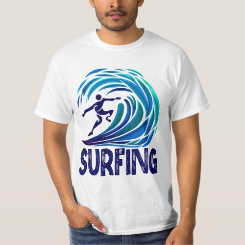 Surfing Surf Beach Blue Ocean  T_Shirt