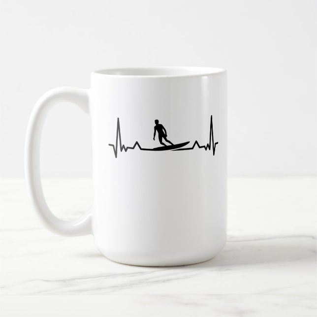 Surfing Surf Heartbeat Line Funny Gifts Coffee Mug (Left)