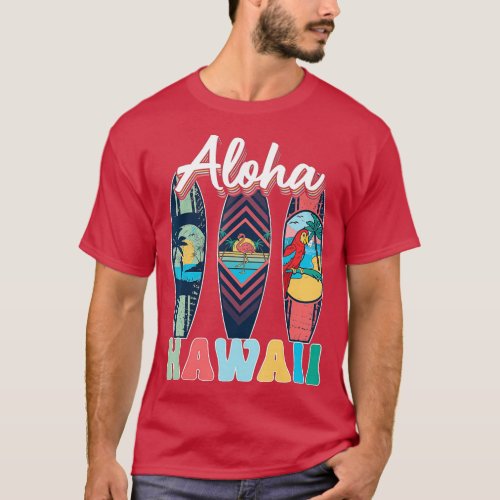 Surfing Surfboard Aloha Hawaii Island Vintage Retr T_Shirt