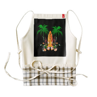 Surfing, surfboard and flowers zazzle HEART apron
