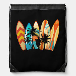 Surfing Surfboard Vintage Classic Retro Drawstring Bag