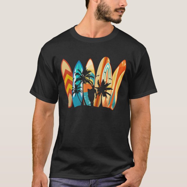 Surfing Surfboard Vintage Classic Retro T-Shirt (Front)