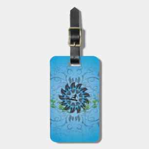 Surfing, surfboarder on blue background luggage tag