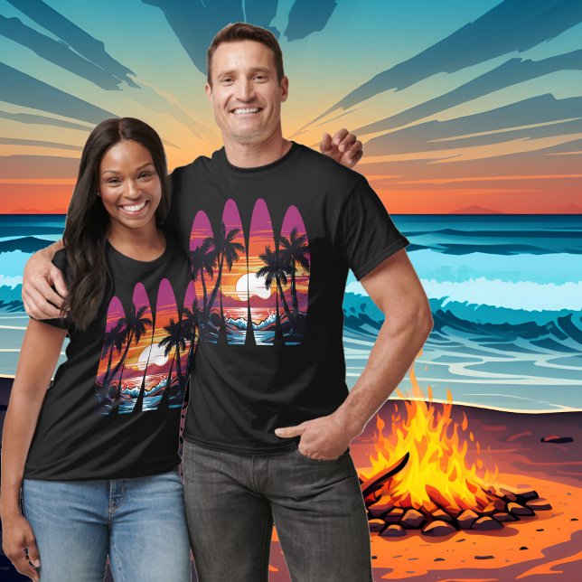 Surfing Surfboards Sunset T-Shirt (Creator Uploaded)