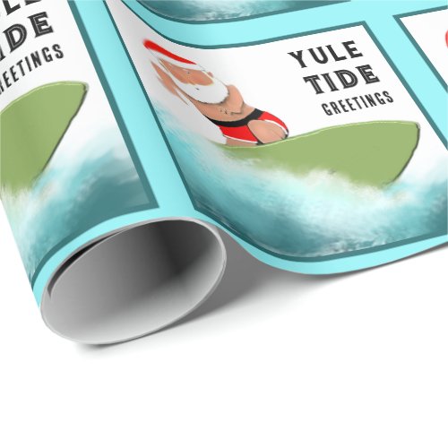 Surfing Surfer Christmas Holiday Gift Wrapping Paper