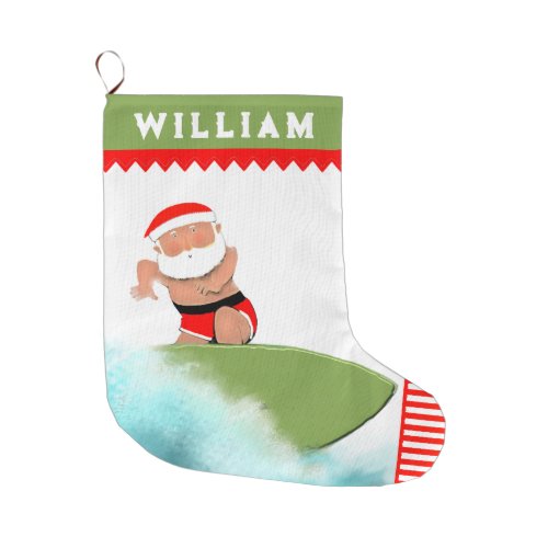 Surfing Surfer Large Christmas Stocking