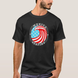 Surfing Surfer Merica Patriotic American Flag 4th T-Shirt