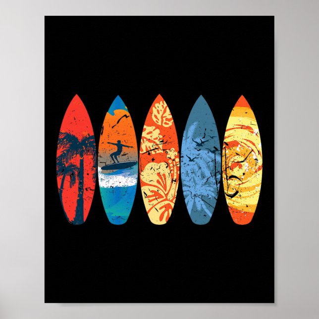 Surfing Surfer Palm Tree Surfboard Sunset Wave _1  Poster (Front)