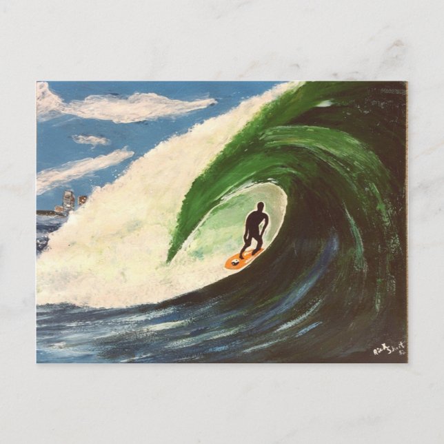 Surfing Surfer The Tube Ride Art Painting Postcard (Front)