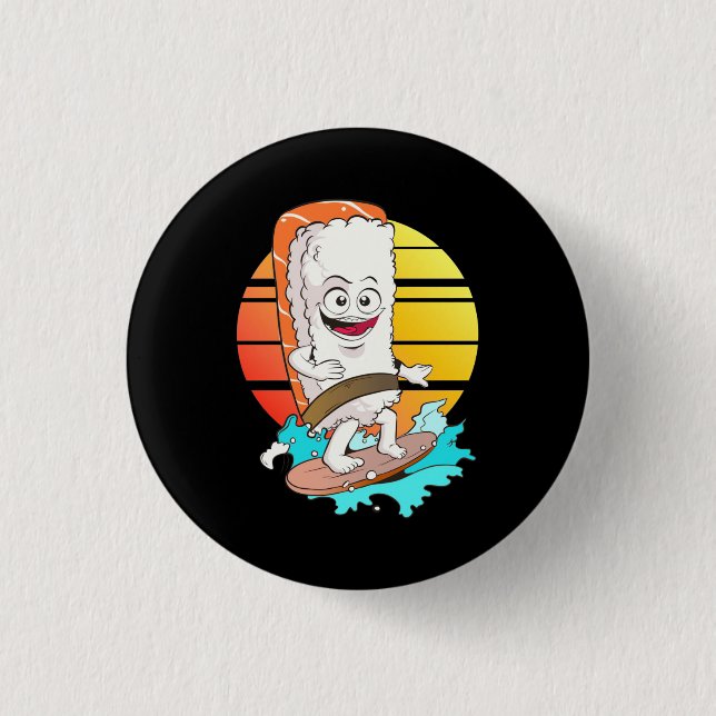 Surfing Sushi Button (Front)