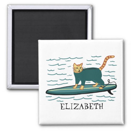 Surfing Tabby Cat CUSTOMIZE IT Magnet