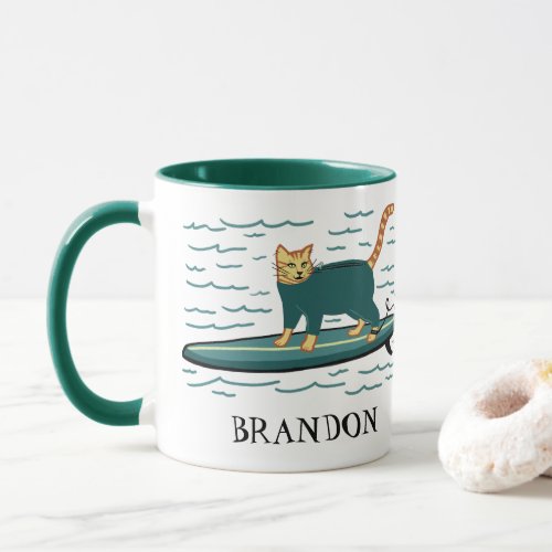 Surfing Tabby Cat CUSTOMIZE IT Mug