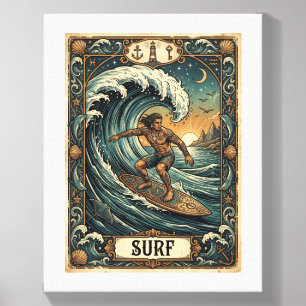 surfing tarot card style design canvas photo tile