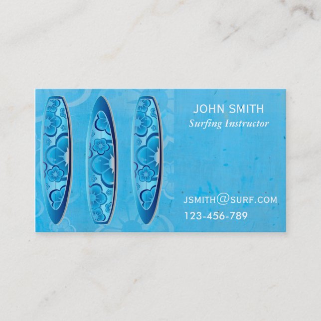Surfing teacher Surf Instructor freelance Business Card (Front)