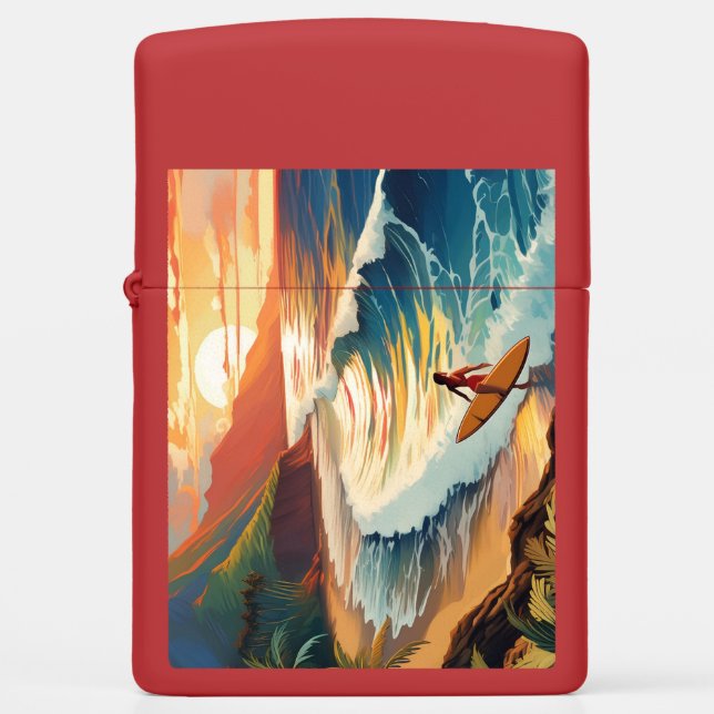 Surfing The Big Wave Zippo Lighter (Front)