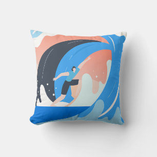 Surfing the Color Wave Throw Pillow