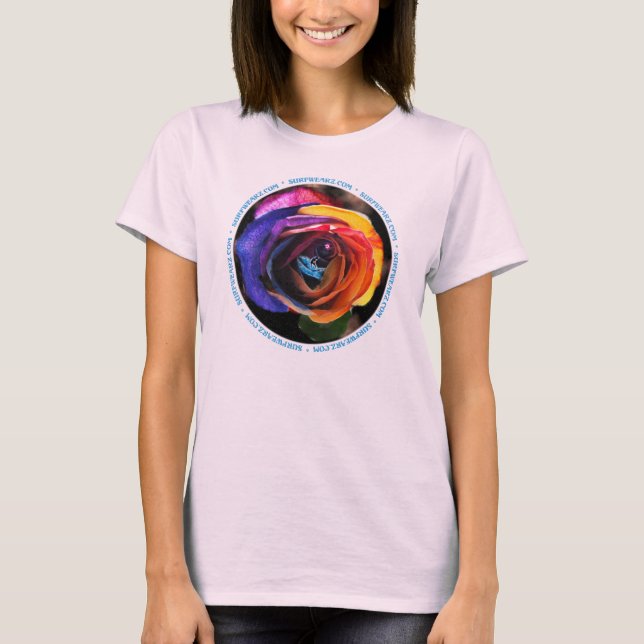 Surfing the Rainbow Rose T-Shirt (Front)