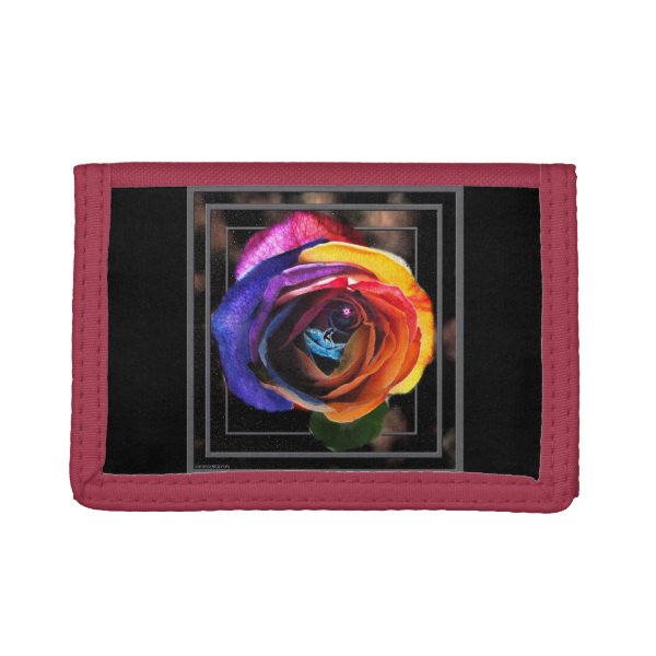 Surfing the Rainbow Rose Trifold Wallet