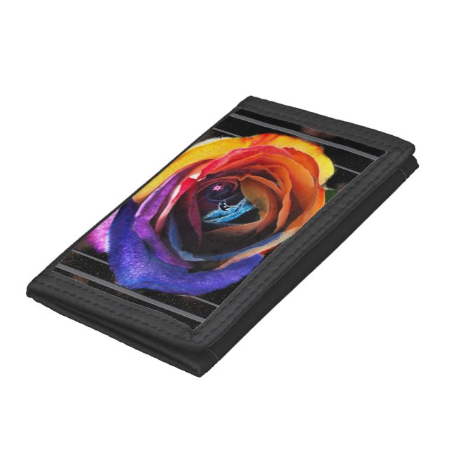 Surfing the Rainbow Rose   Trifold Wallet (Bottom)