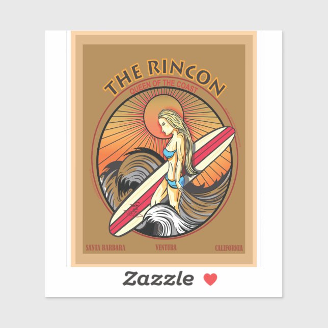 SURFING THE RINCON VENTURA CALIFORNIA STICKER (Sheet)