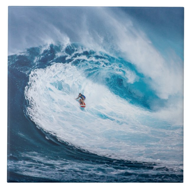 Surfing the Tubes Ceramic Tile (Front)