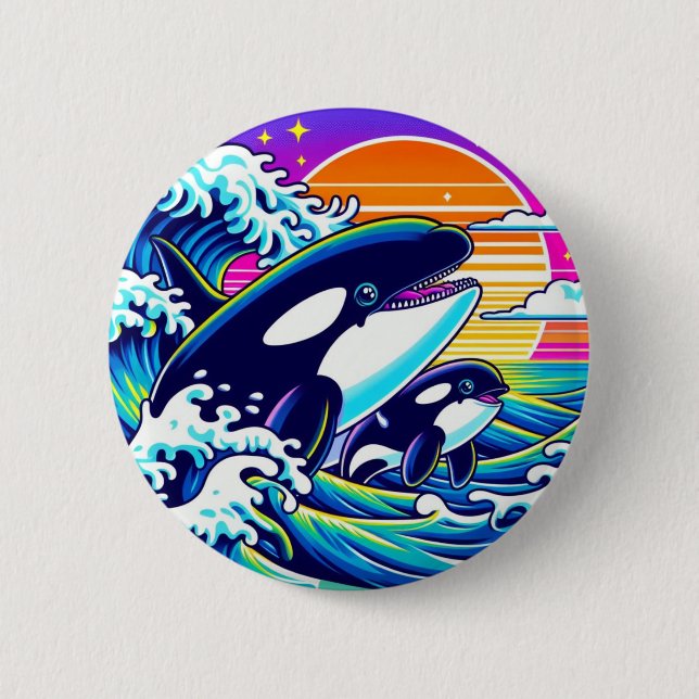Surfing the Waves Button (Front)