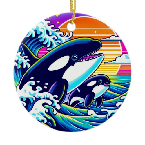 Surfing the Waves Ceramic Ornament