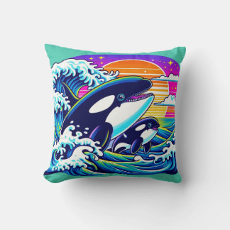 Surfing the Waves Throw Pillow