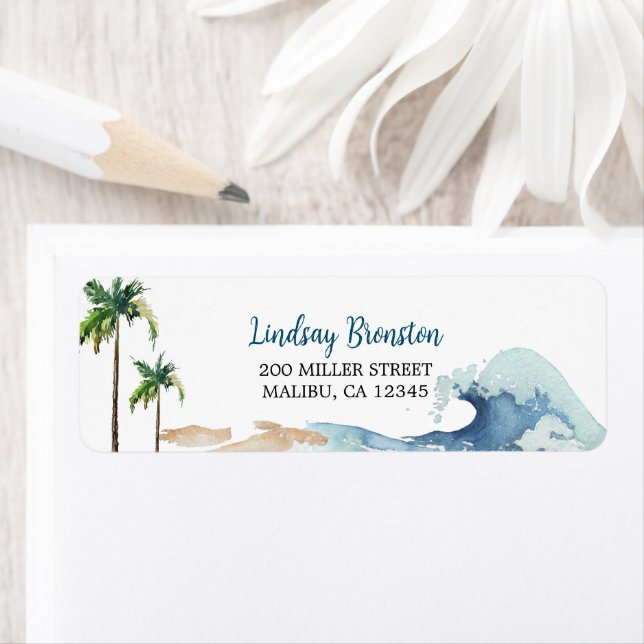 Surfing Theme Baby Shower Invitation Beach Baby  Label (Insitu)