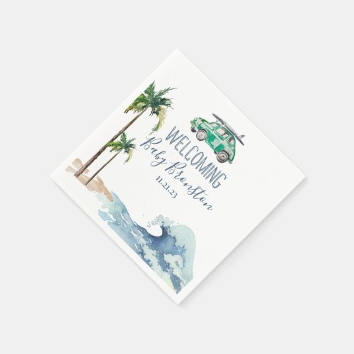 Surfing Theme Baby Shower Invitation Beach Baby  Napkins