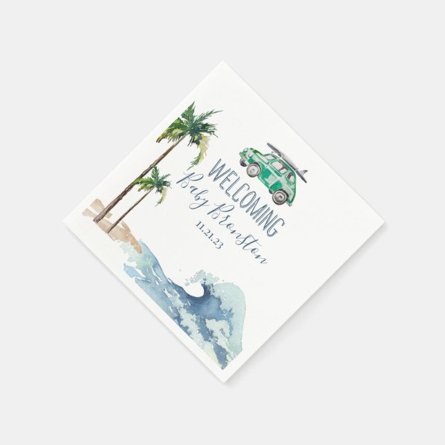 Surfing Theme Baby Shower Invitation Beach Baby  Napkins (Corner)