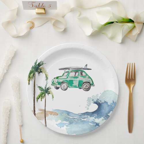 Surfing Theme Baby Shower Invitation Beach Baby  Paper Plates