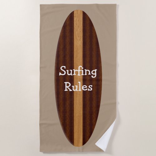 SurfING Theme Cool Mens Beach Towel Design